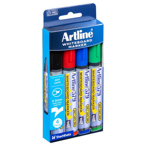 Artline 579 Whiteboard Marker 5mm Chisel Nib Assorted Wallet 4