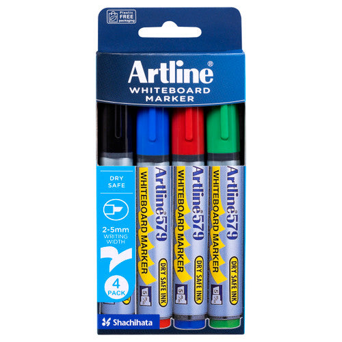 Artline 579 Whiteboard Marker 5mm Chisel Nib Assorted Wallet 4