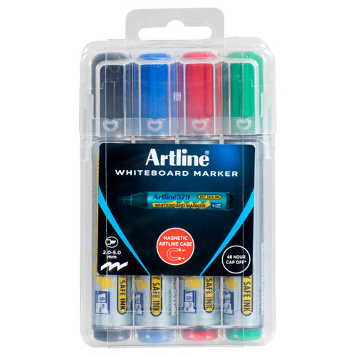 Artline 579 Whiteboard Marker Assorted Pack 4 Hang Clam