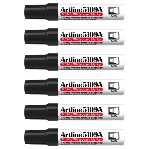 Artline 5109A Whiteboard Marker 10mm Chisel Black Box of 6