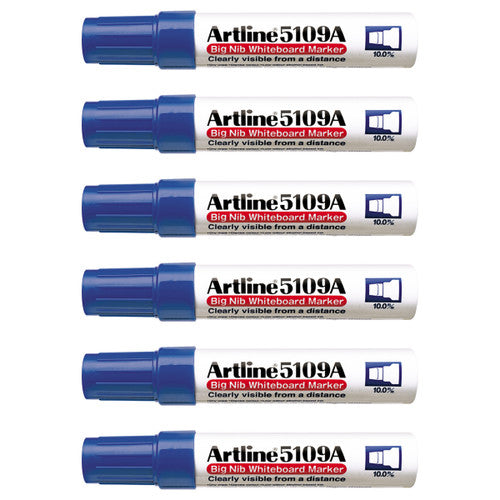 Artline 5109A Whiteboard Marker 10mm Chisel Blue Box of 6