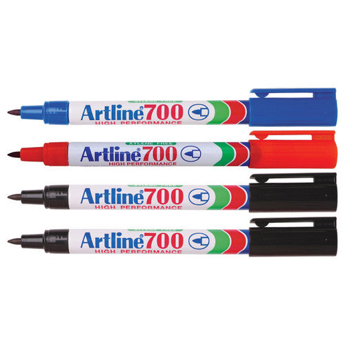 Artline 700 Permanent Marker 0.7mm Bullet Nib Assorted Pack of 4