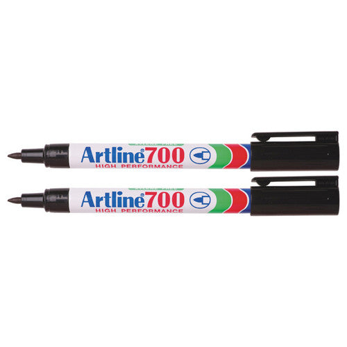 Artline 700 Permanent Marker 0.7mm Bullet Black 2 Pack