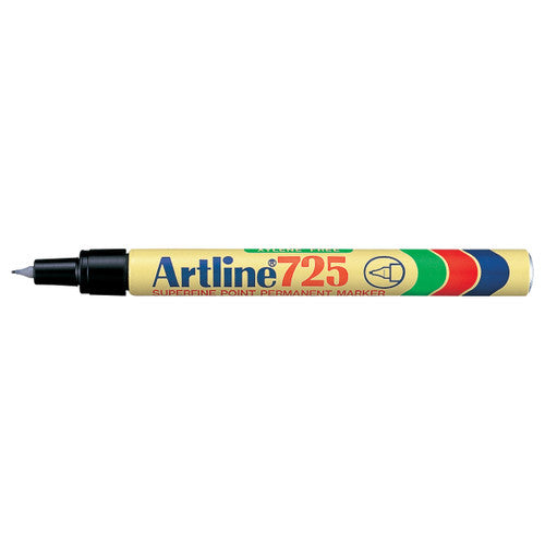 Artline 725 Permanent Marker 0.4mm Plastic Nib Black Box of 12
