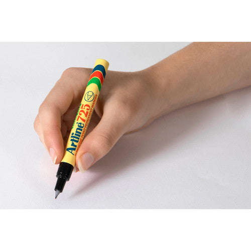 Artline 725 Permanent Marker 0.4mm Plastic Nib Black Box of 12
