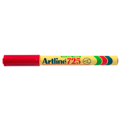 Artline 725 Permanent Marker 0.4mm Plastic Nib Red Box of 12
