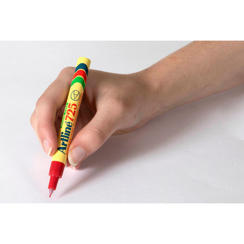Artline 725 Permanent Marker 0.4mm Plastic Nib Red Box of 12