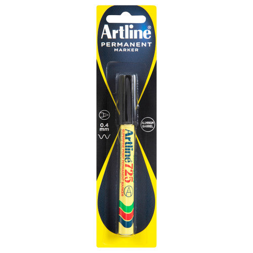 Artline 725 Permanent Marker 0.4mm Plastic Nib Black Pack of 1