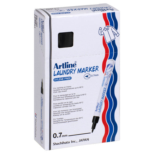 Artline 750 Laundry Marker 0.7mm Bullet Black Box of 12