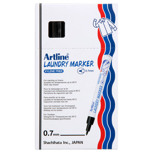 Artline 750 Laundry Marker 0.7mm Bullet Black Box of 12