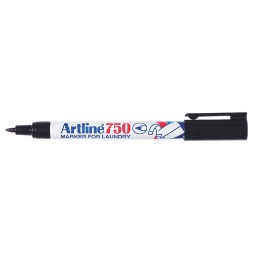 Artline 750 Laundry Marker 0.7mm Bullet Hangsell Black Pack of 1
