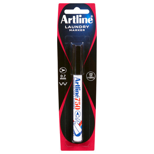 Artline 750 Laundry Marker 0.7mm Bullet Hangsell Black Pack of 1