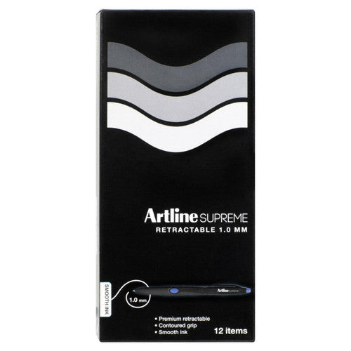 Artline Supreme Retractable Pen 1.0mm Blue Box of 12