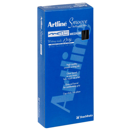 Artline 8210 Smoove Ballpoint Pen Medium Black Box of 12