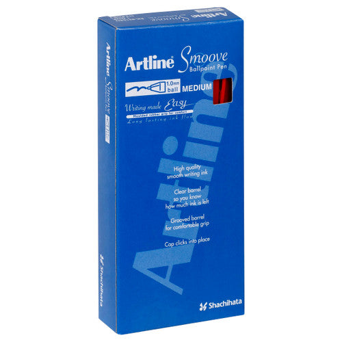 Artline 8210 Smoove Ballpoint Pen Medium Red Box of 12