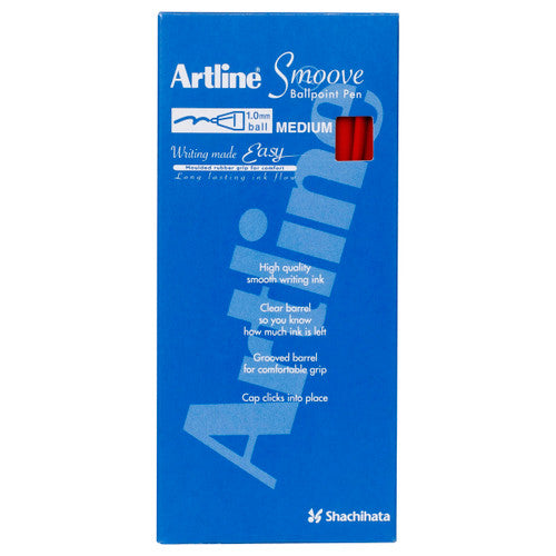 Artline 8210 Smoove Ballpoint Pen Medium Red Box of 12