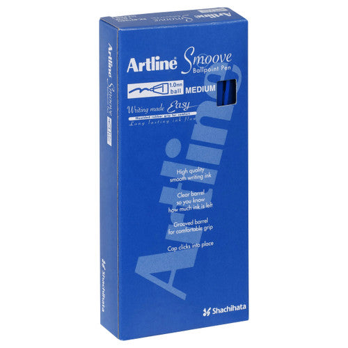 Artline 8210 Smoove Ballpoint Pen Medium Blue Box of 12