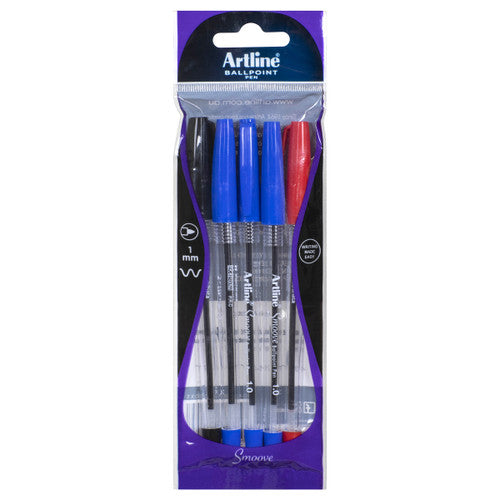 Artline Smoove Ballpoint Pen Assorted Pack of 5