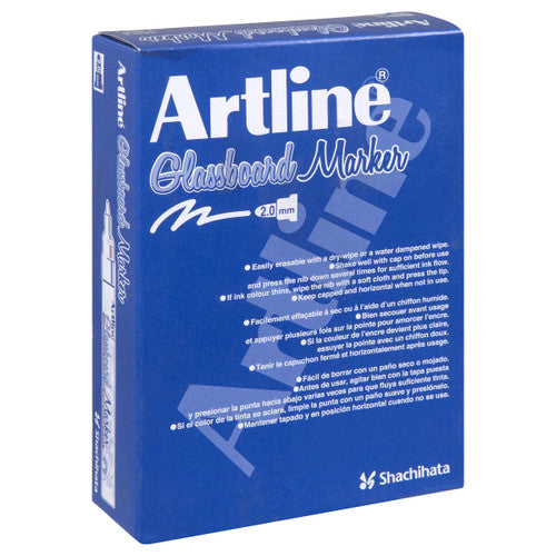 Artline Glass Marker 2mm White Box of 12