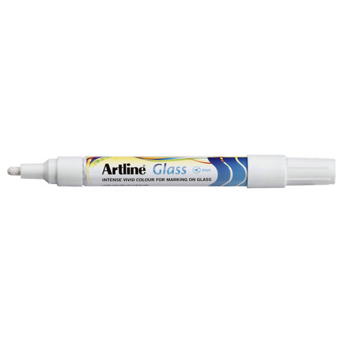 Artline Glass Marker 2mm White Box of 12