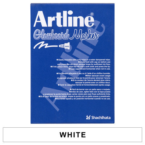 Artline Glass Marker 2mm White Box of 12