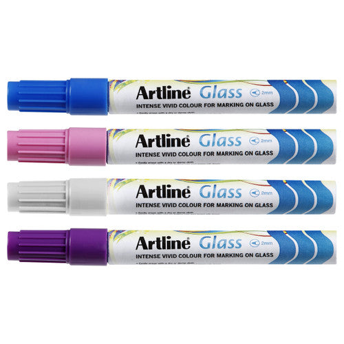 Artline Glass Marker 2mm Assorted Colours Box of 12