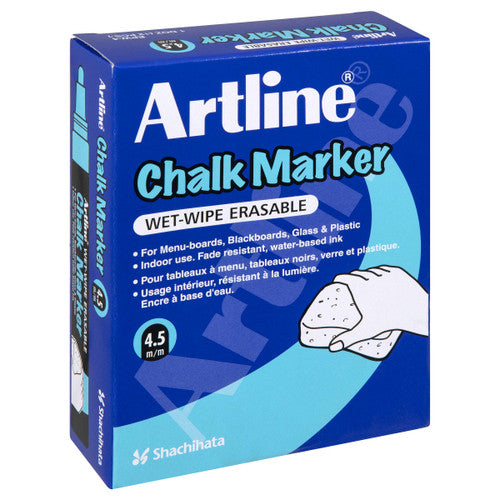 Artline Chalk Marker 4.5mm Bullet White Box of 12