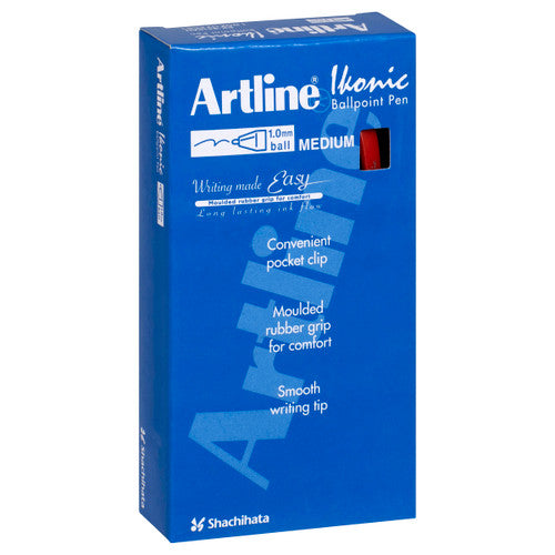 Artline 8410 Ballpoint Pen Retractable Grip Medium Red Box of 12