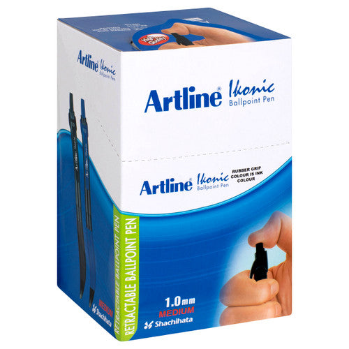 Artline 8410 Ballpoint Pen Retractable Grip Medium Black Box of 50