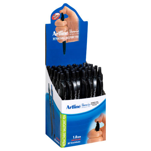 Artline 8410 Ballpoint Pen Retractable Grip Medium Black Box of 50