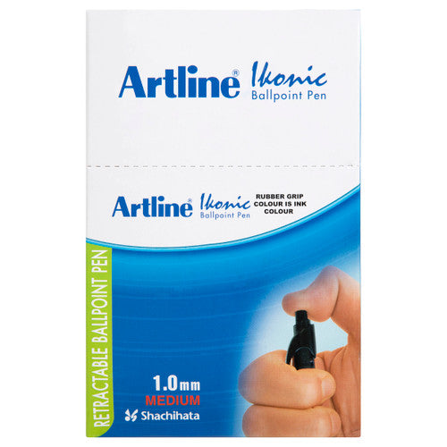 Artline 8410 Ballpoint Pen Retractable Grip Medium Black Box of 50