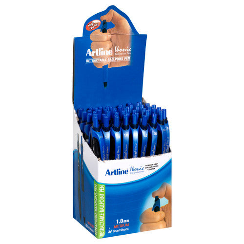 Artline 8410 Ballpoint Pen Retractable Grip Medium Blue Box of 50
