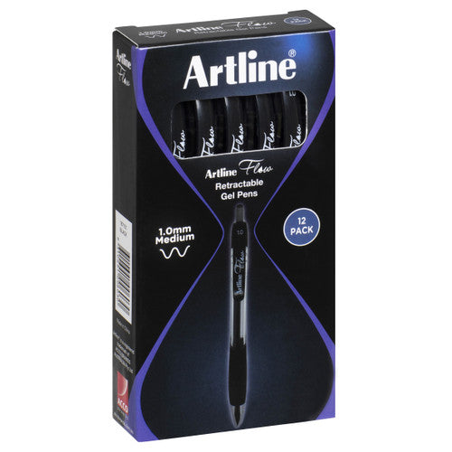 Artline Flow Retractable Pen Black Box of 12