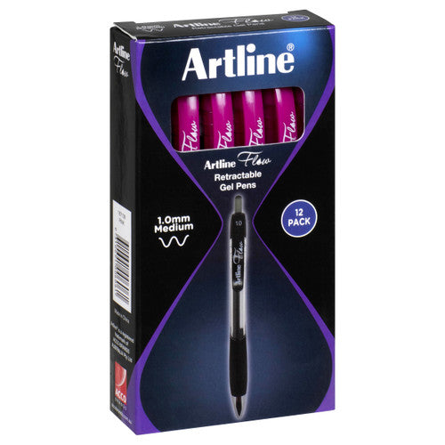 Artline Flow Retractable Pen Pink Box of 12