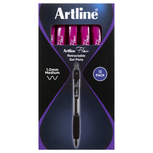 Artline Flow Retractable Pen Pink Box of 12