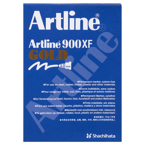 Artline 900 metallic gold permanent marker 2.3mm bullet nib box of 12 opaque on dark surfaces