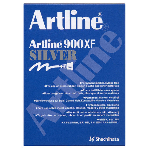 Artline 900 metallic silver permanent marker 2.3mm bullet nib box of 12 opaque on dark surfaces