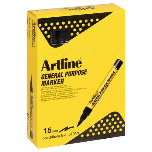 Artline General Purpose Permanent Marker Black Box of 12