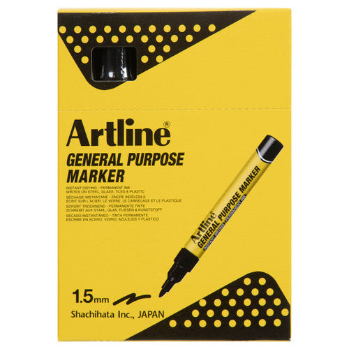 Artline General Purpose Permanent Marker Black Box of 12