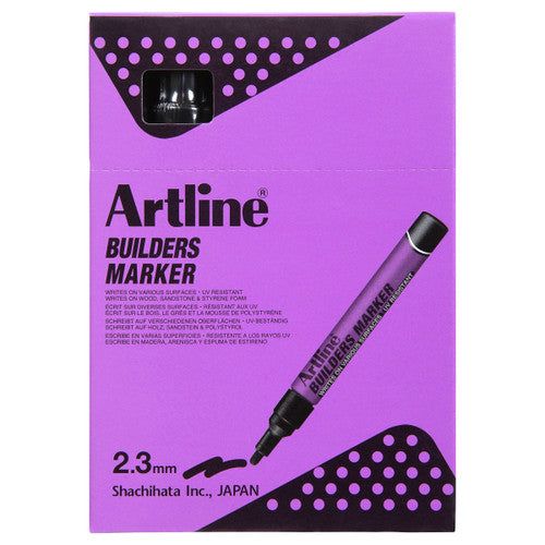 Artline Builders Permanent Marker Black Box of 12