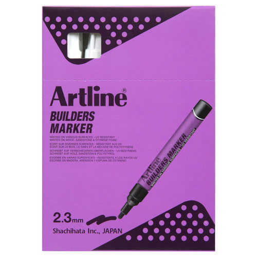 Artline Builders Permanent Marker White Box of 12