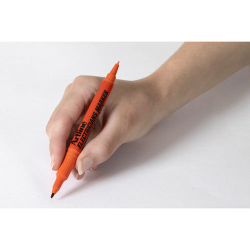 Artline Electricians Permanent Marker Dual Nib Orange Box of 12