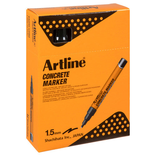 Artline Concrete Permanent Marker Black Box of 12