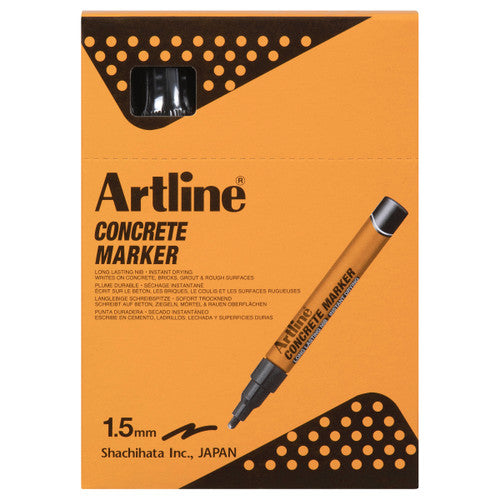 Artline Concrete Permanent Marker Black Box of 12