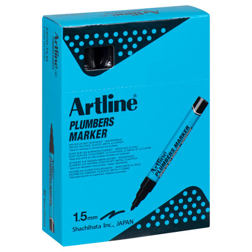 Artline Plumbers Permanent Marker Black Box of 12