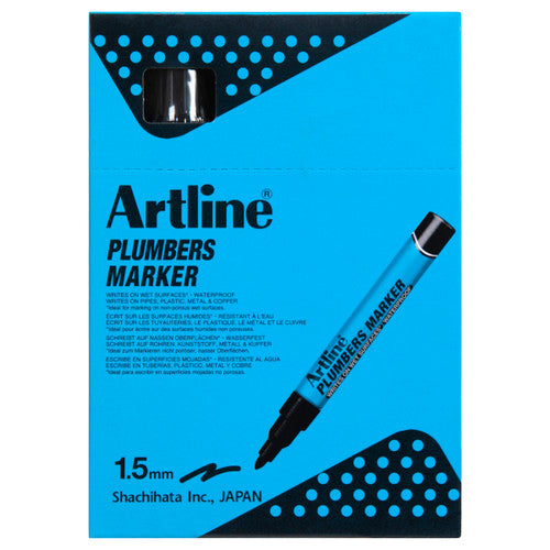 Artline Plumbers Permanent Marker Black Box of 12