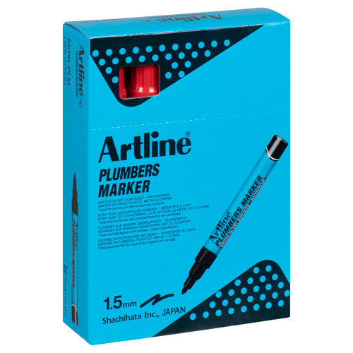 Artline Plumbers Permanent Marker Red Box of 12