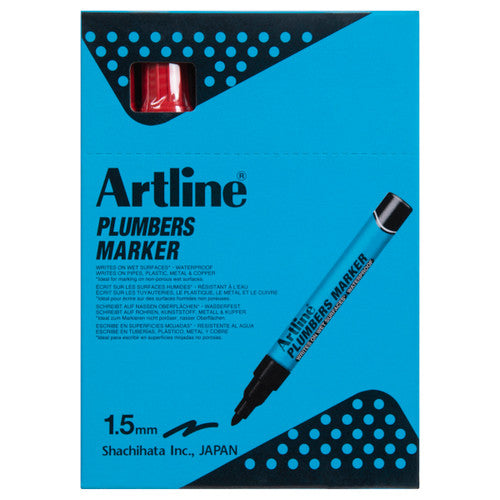 Artline Plumbers Permanent Marker Red Box of 12
