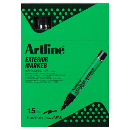 Artline Exterior Permanent Marker Black Box of 12