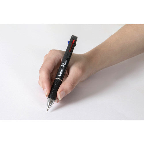 Artline Flow 4 Colour Retractable Ballpoint Pen Charcoal Box of 12